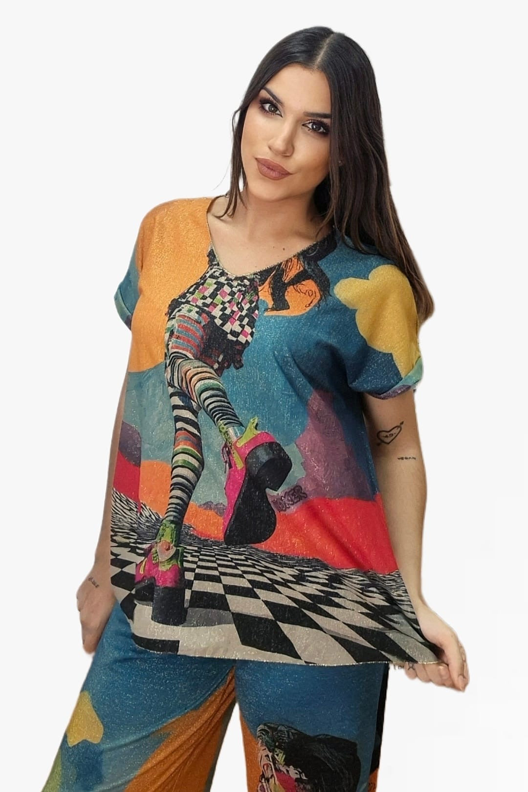 Camiseta Lurex Damero Shoes