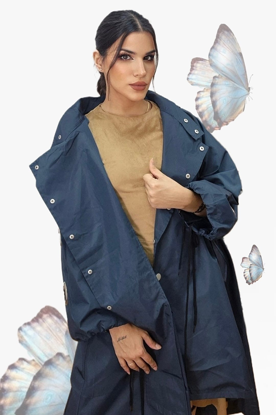 Gabardina Argollas Azul Marino