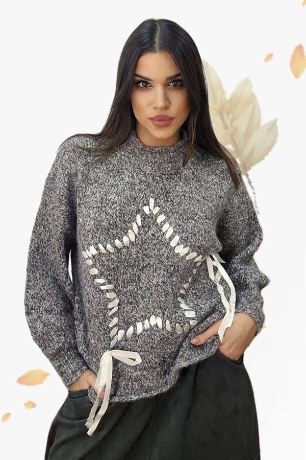 Jersey Estrella Trenzada Marrón