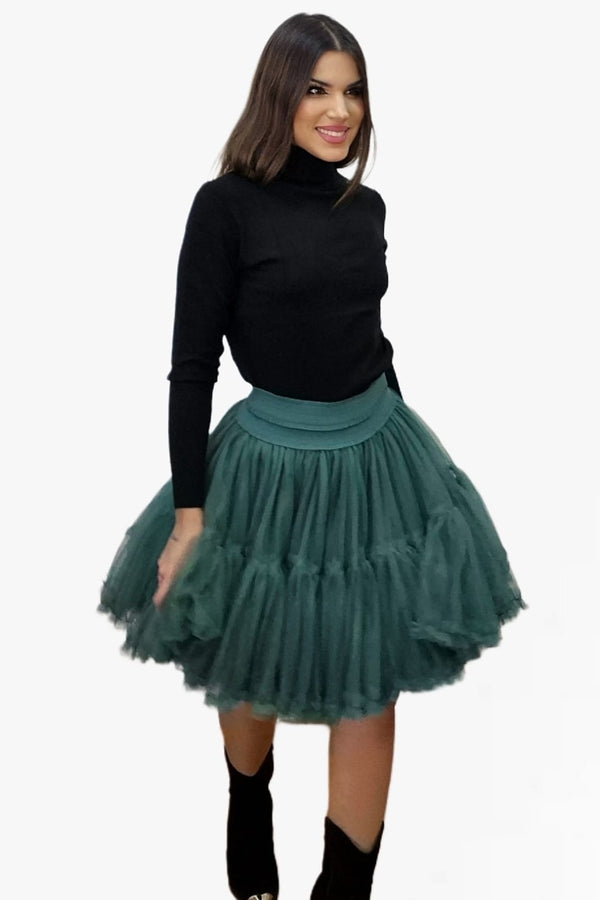 Minifalda tul verde oscuro