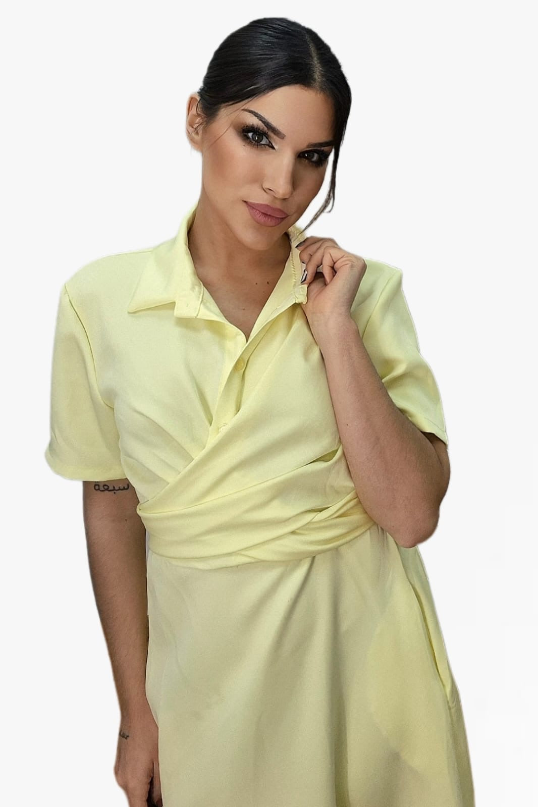 Vestido Escote Cruzado Amarillo