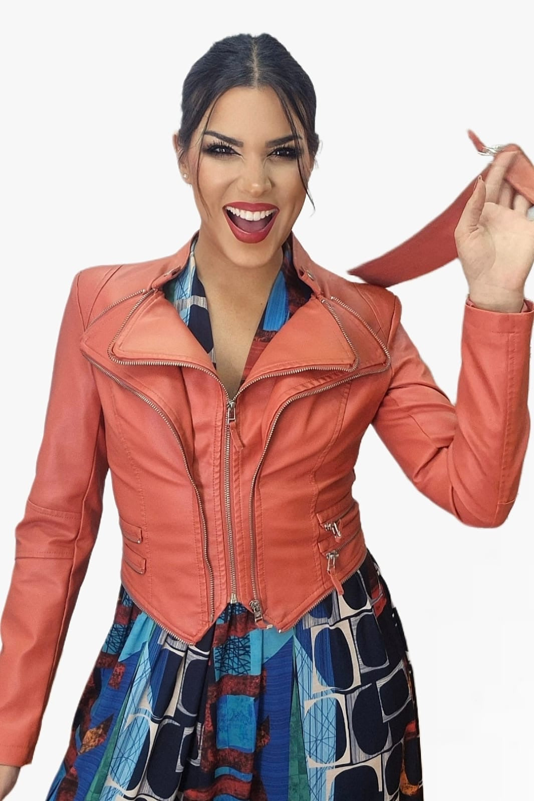 Biker Cremalleras Solapas Naranja