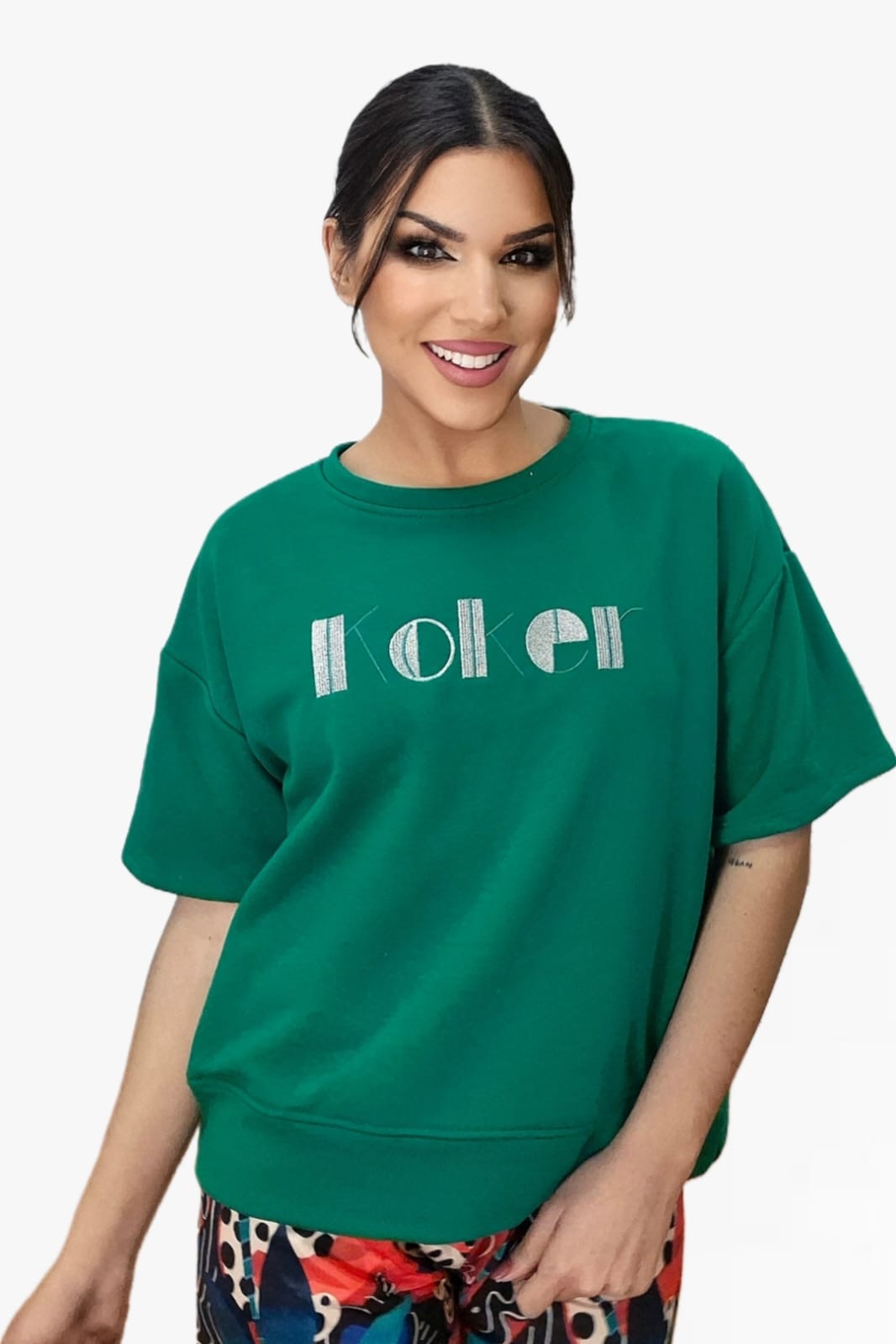 Camiseta Koker Bordado Turquesa