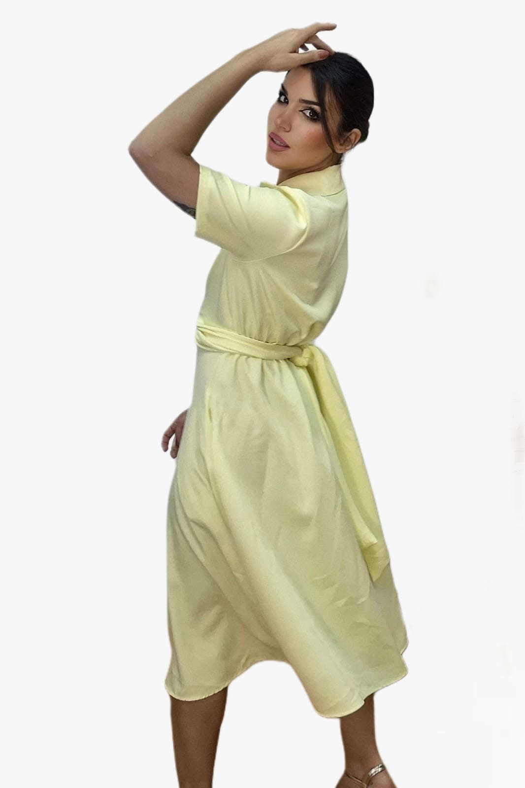 Vestido Escote Cruzado Amarillo