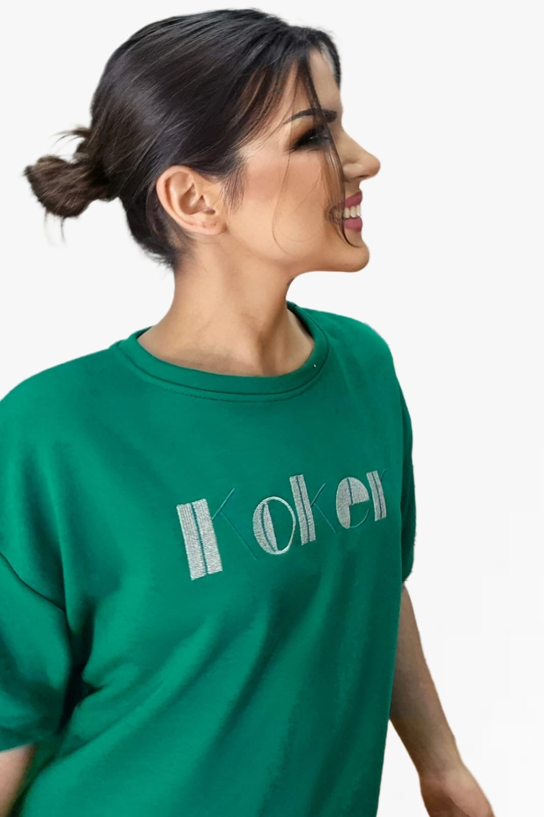 Camiseta Koker Bordado Turquesa