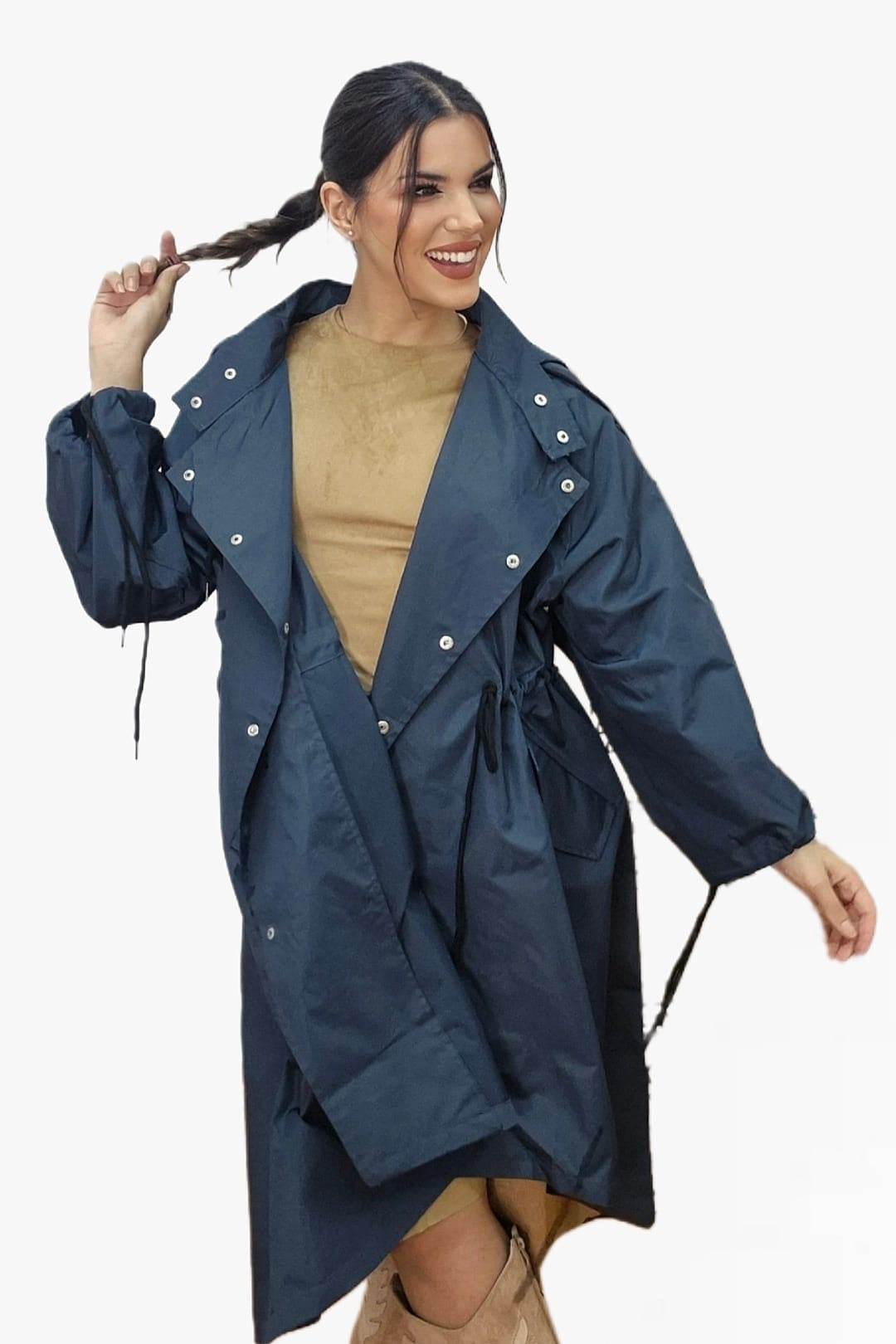 Gabardina Argollas Azul Marino