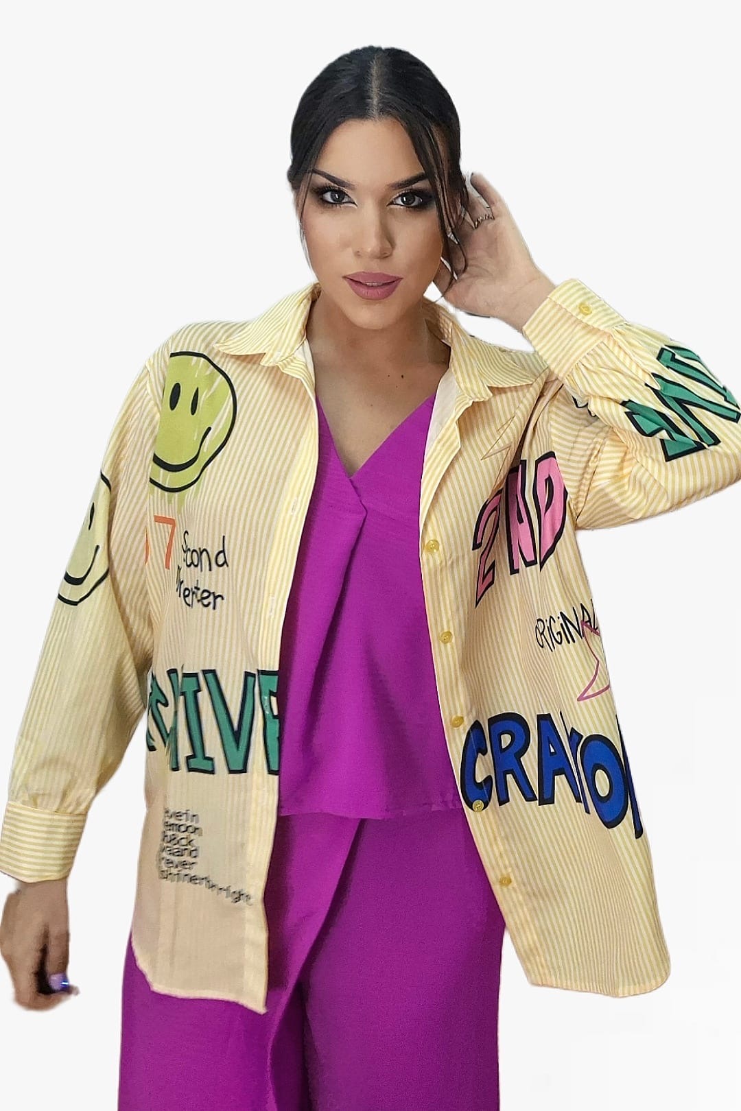 Camisa Rayon Emoji Amarilla
