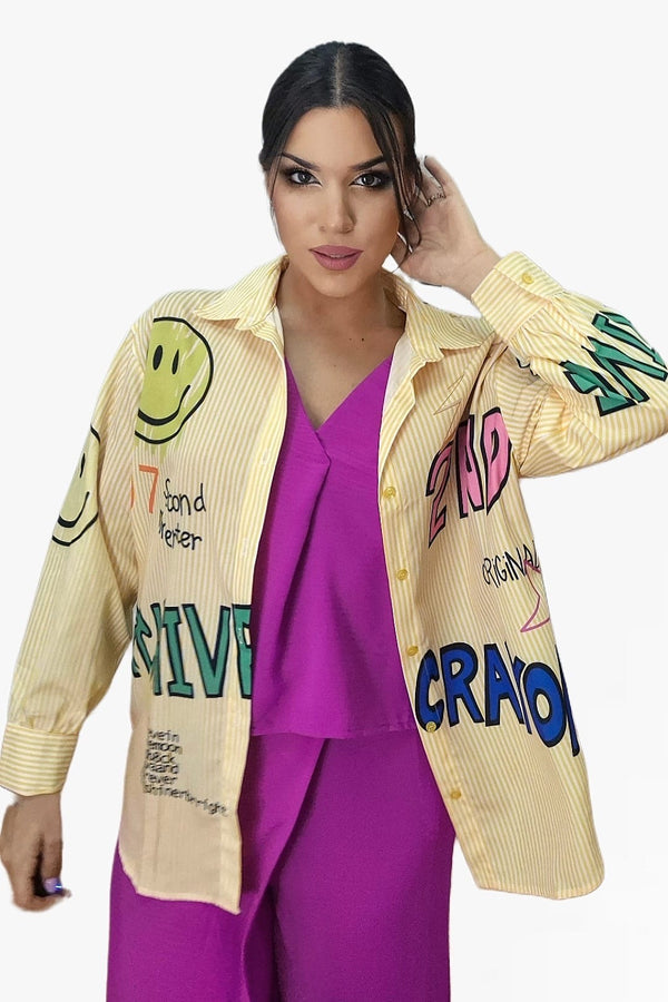 Camisa Rayon Emoji Amarilla