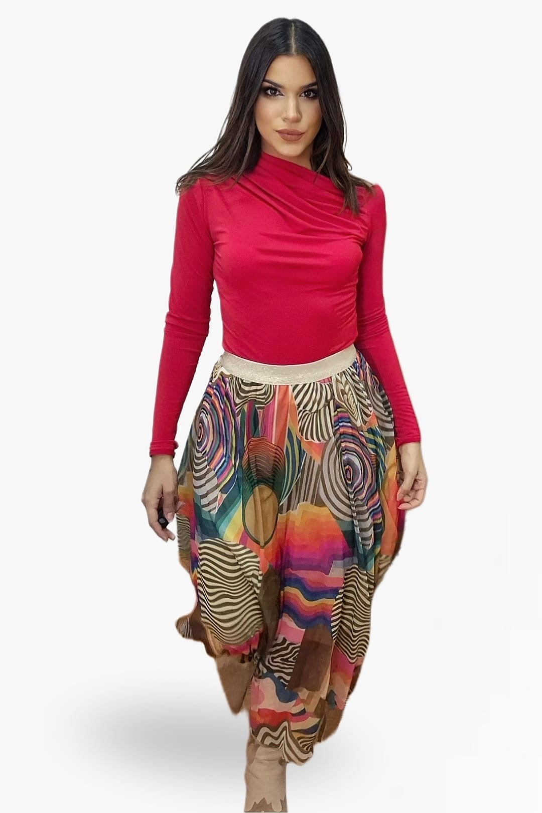 Falda Tul Lineas Verde