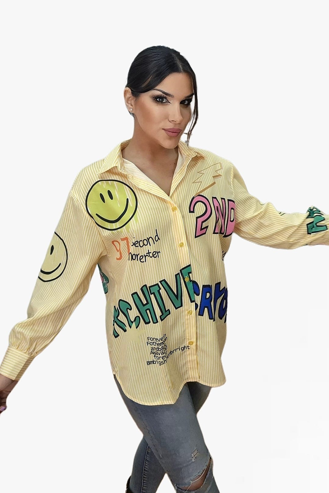 Camisa Rayon Emoji Amarilla