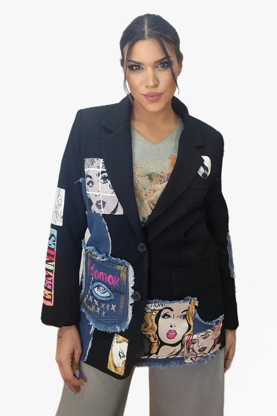 Blazer Parches Comic Negra