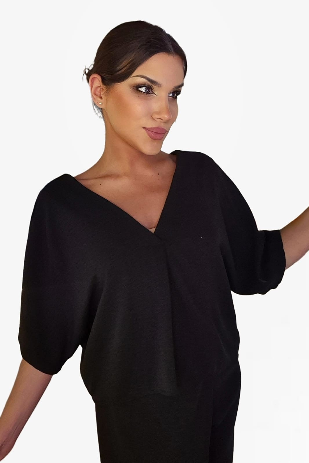 Camisa Escote Fluida Negra