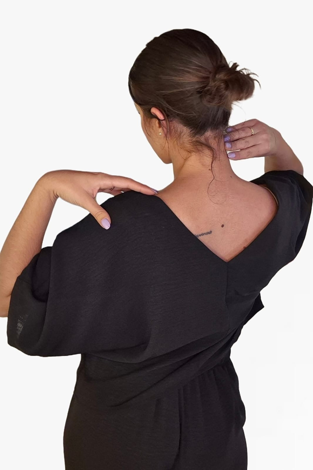 Camisa Escote Fluida Negra
