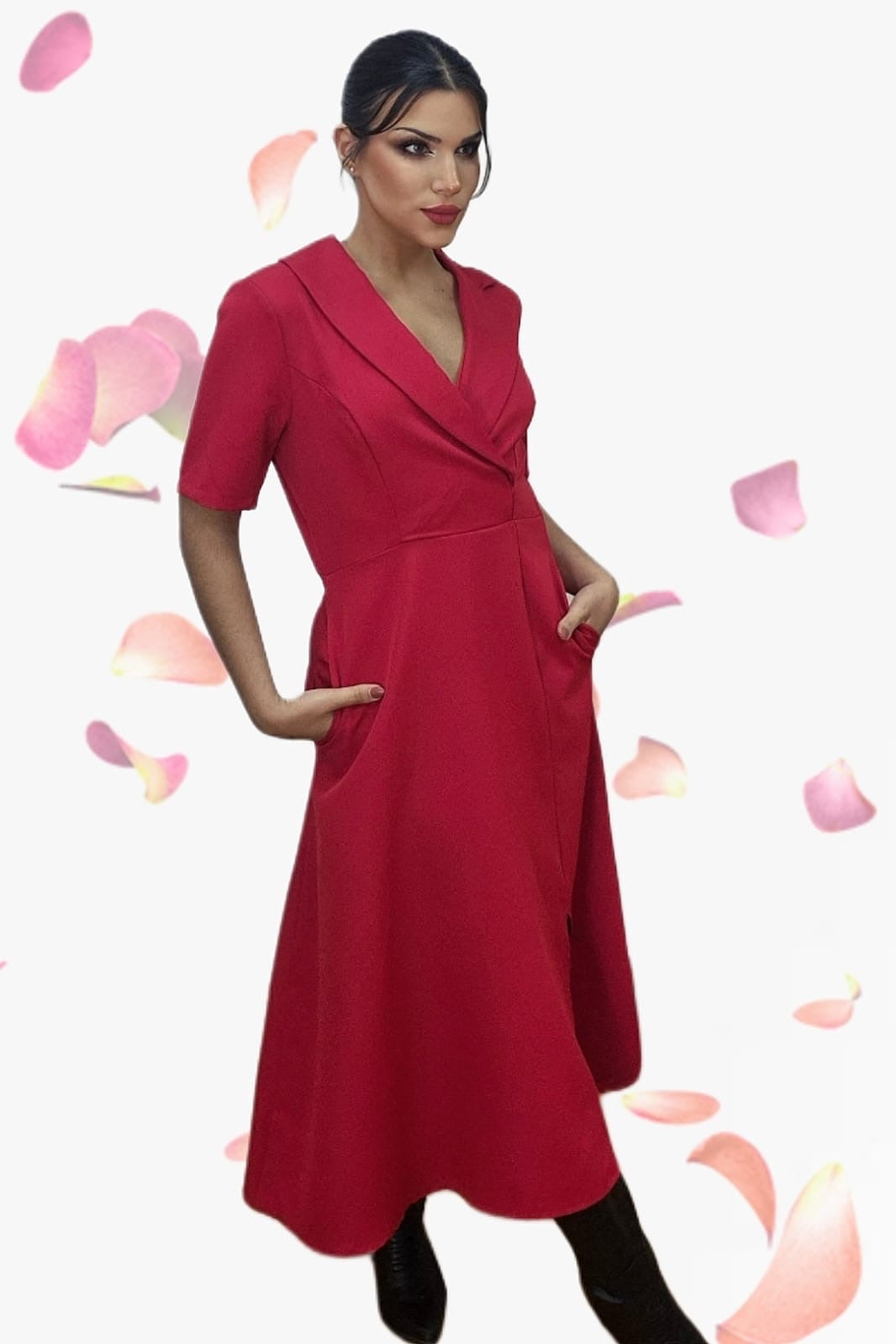 Vestido Camisero Cintura Elastica Rojo