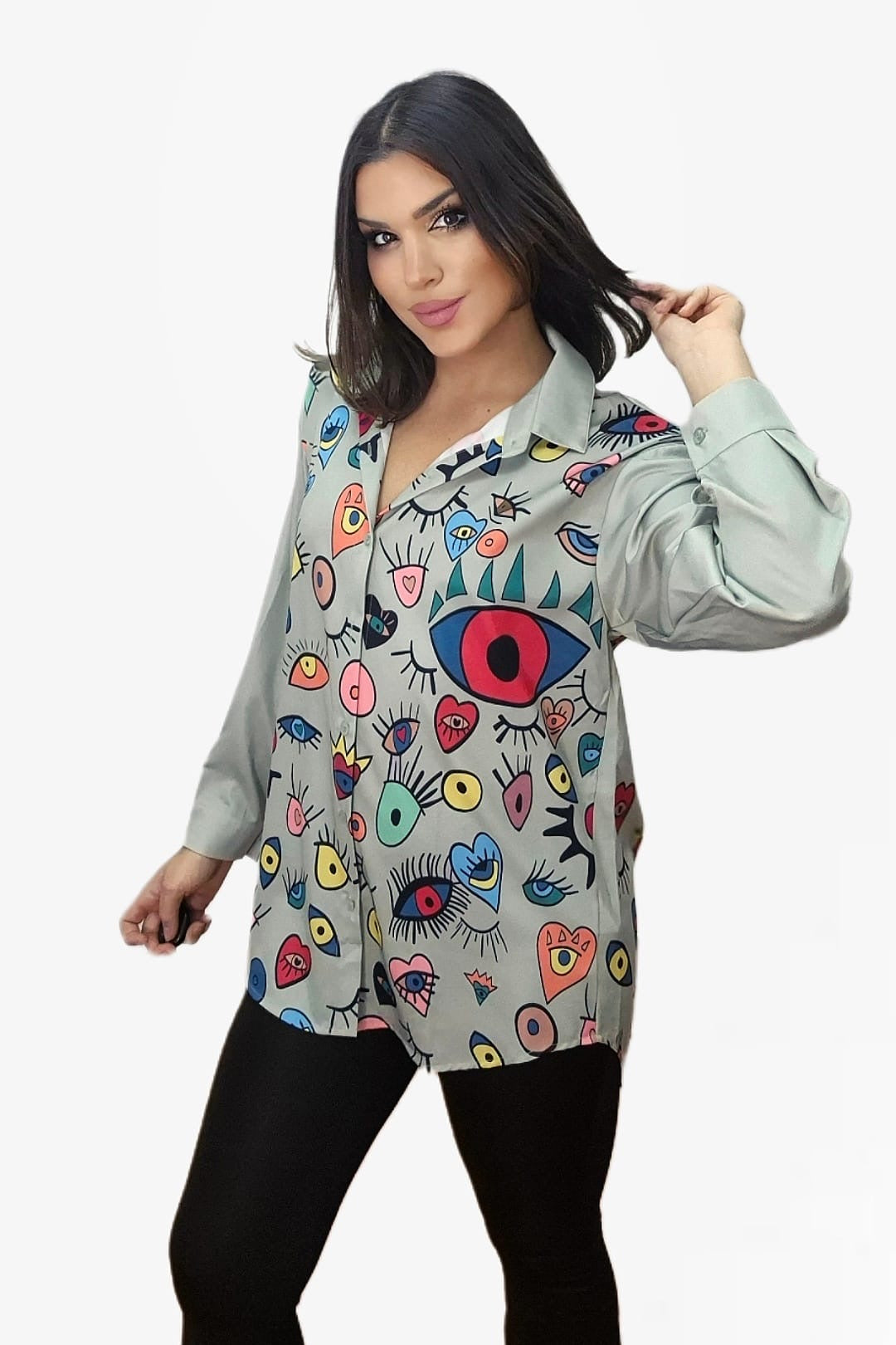 Camisa Formas Corazon Colores Verde