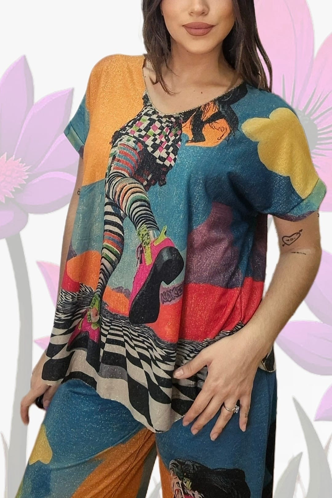 Camiseta Lurex Damero Shoes