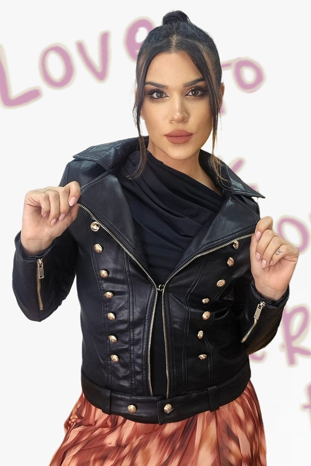 Biker Polipiel Botones