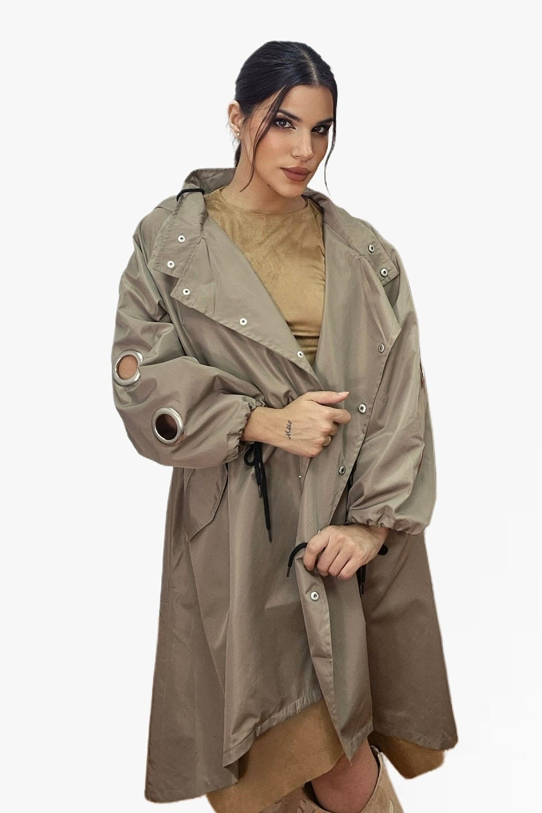 Gabardina Argollas Marrón