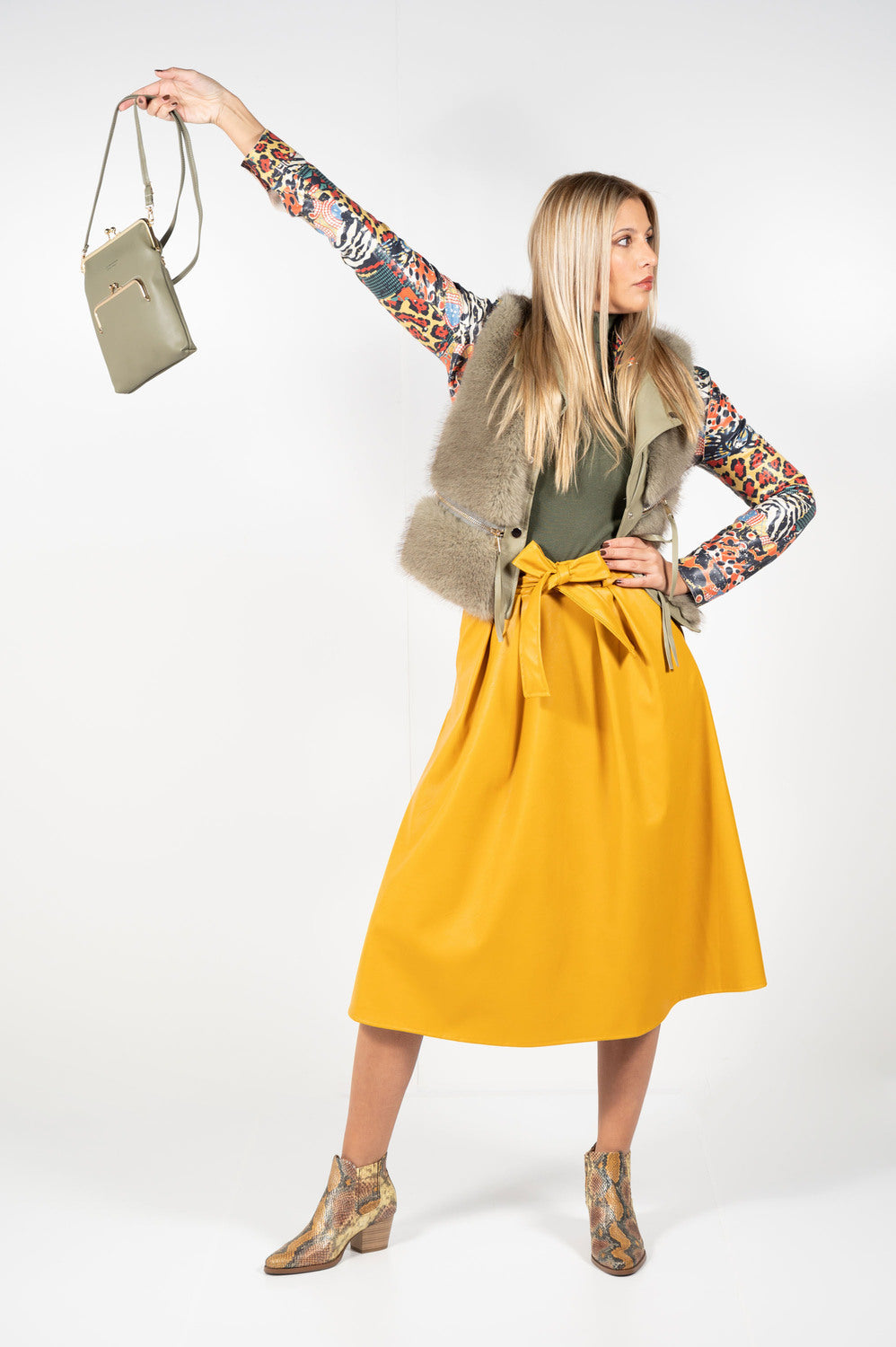 Falda Polipiel Mostaza