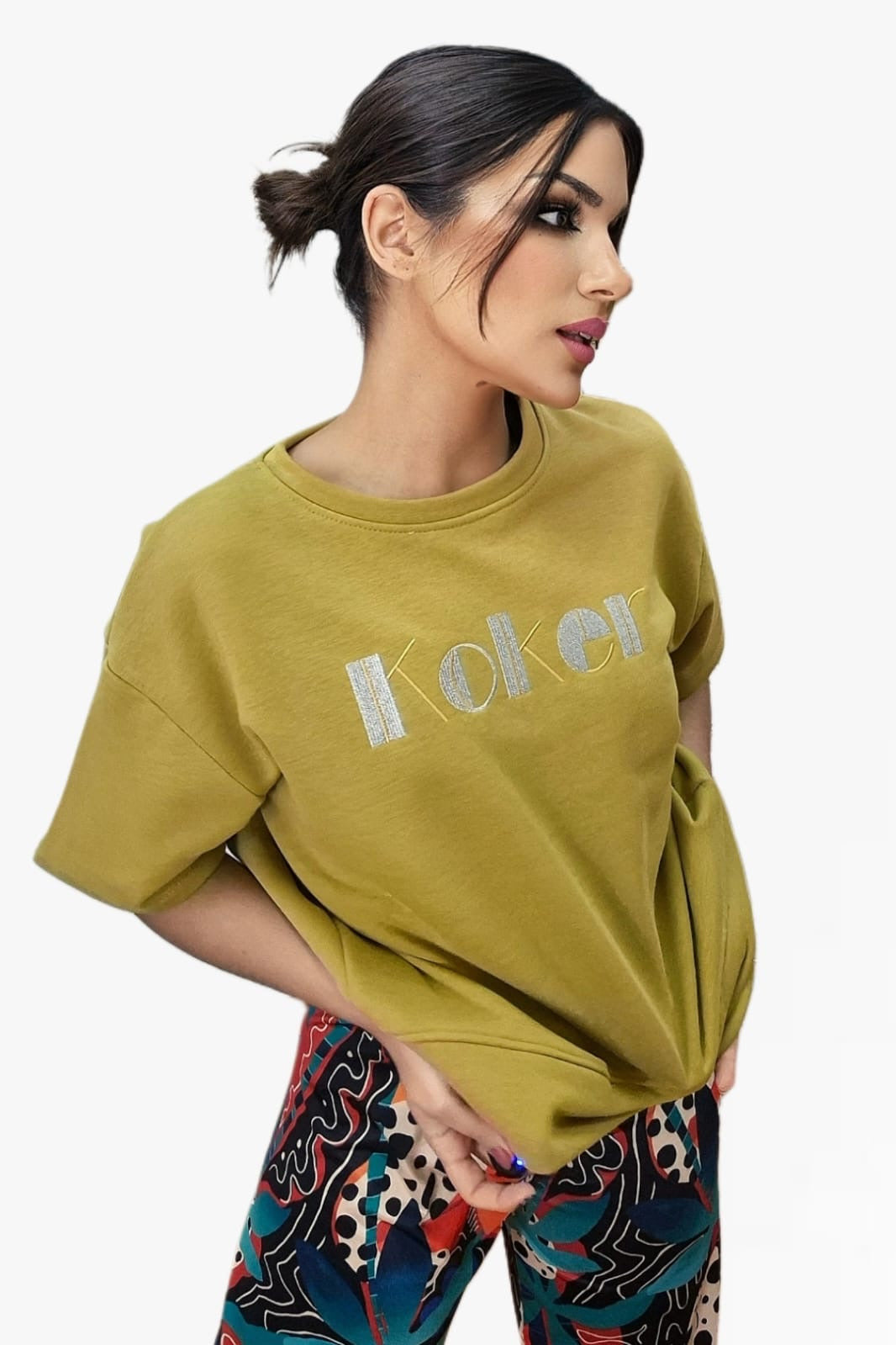 Camiseta Koker Bordado Amarillo
