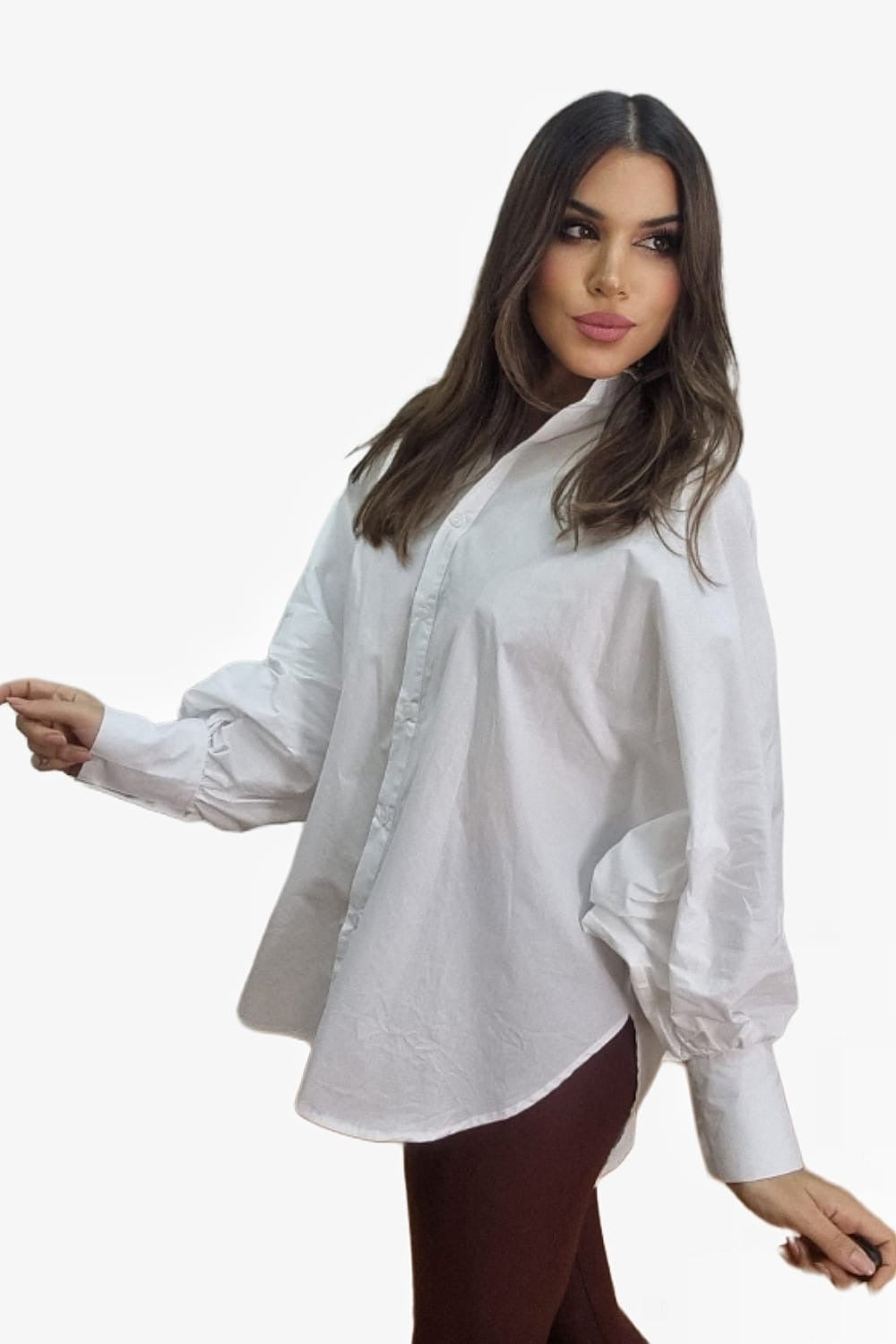 Camisa Irregular Cola Manga Blanca