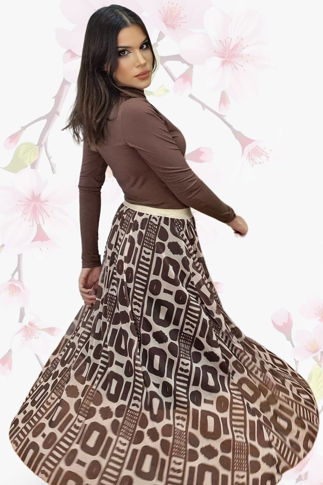 Falda Tul Maya Marrón