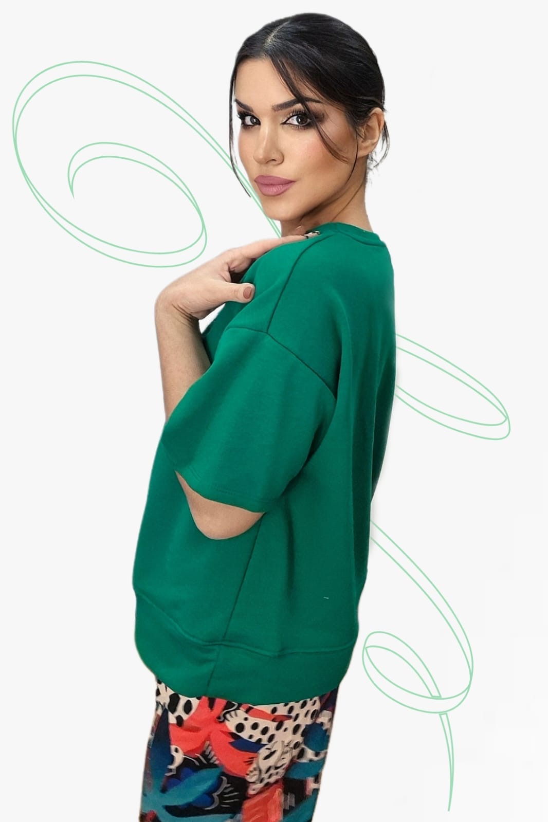 Camiseta Koker Bordado Turquesa