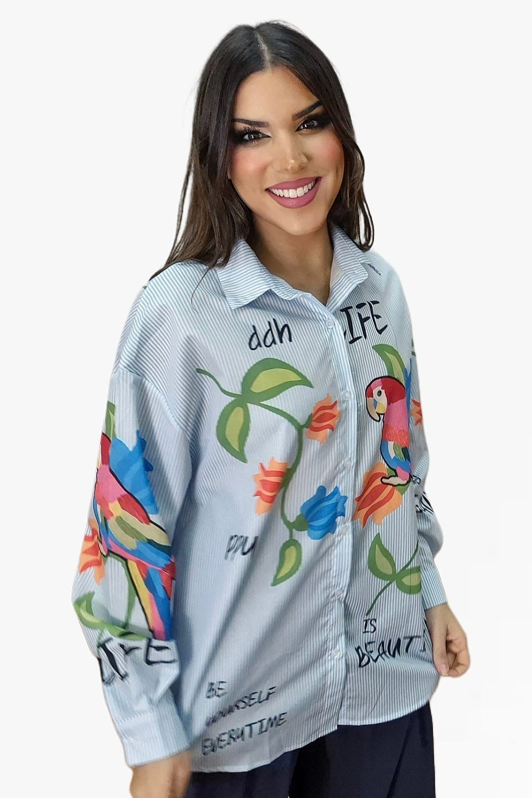 Camisa Life Parrots Azul