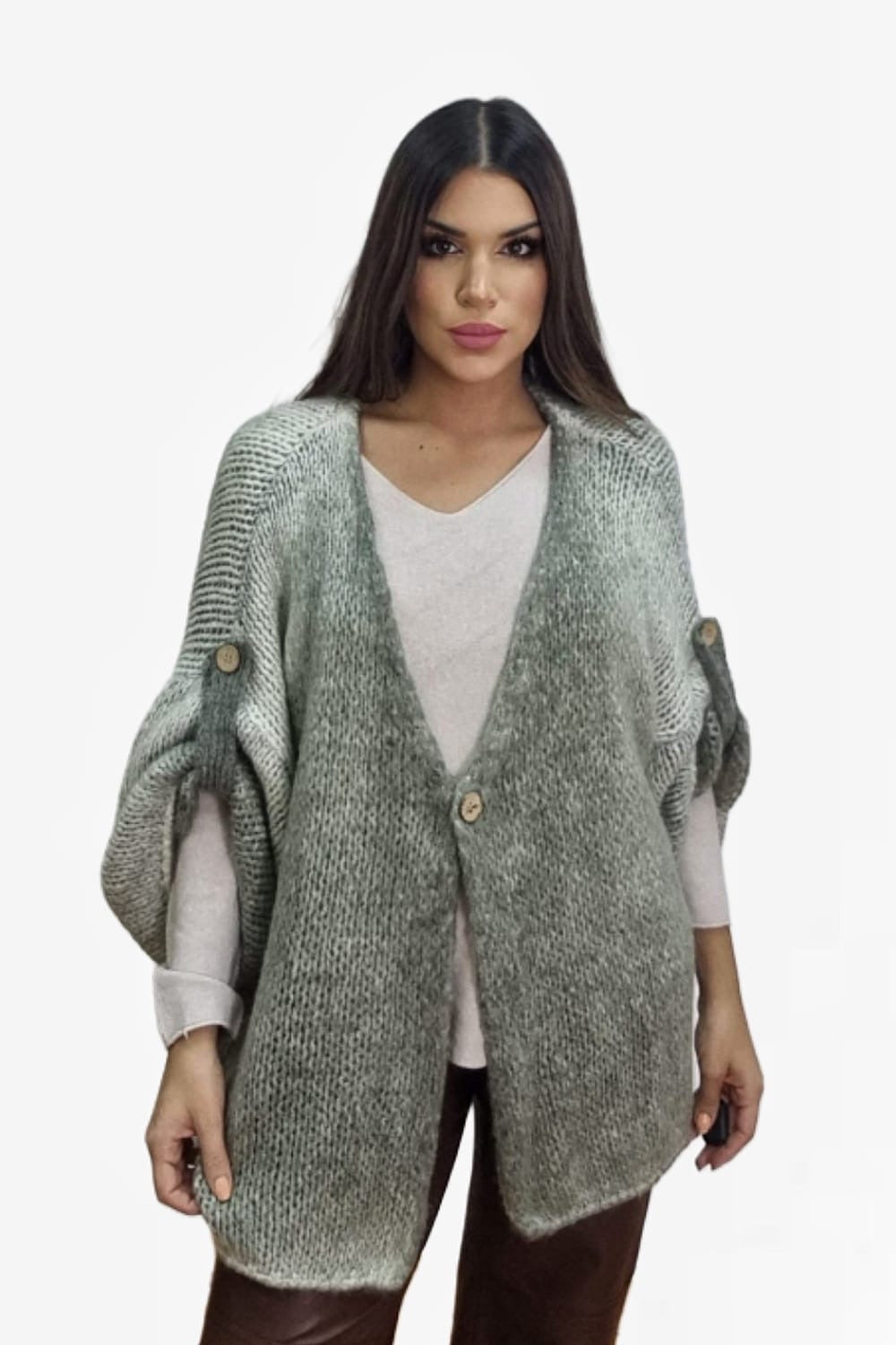 Chaqueta Punto Boton Verde