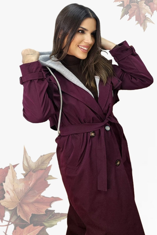Gabardina Capucha Burdeos