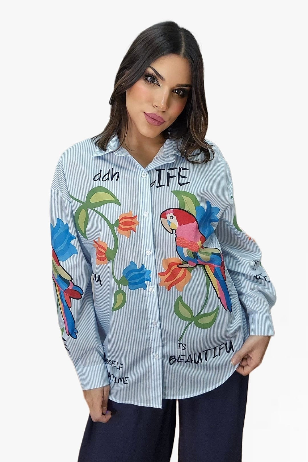 Camisa Life Parrots Azul