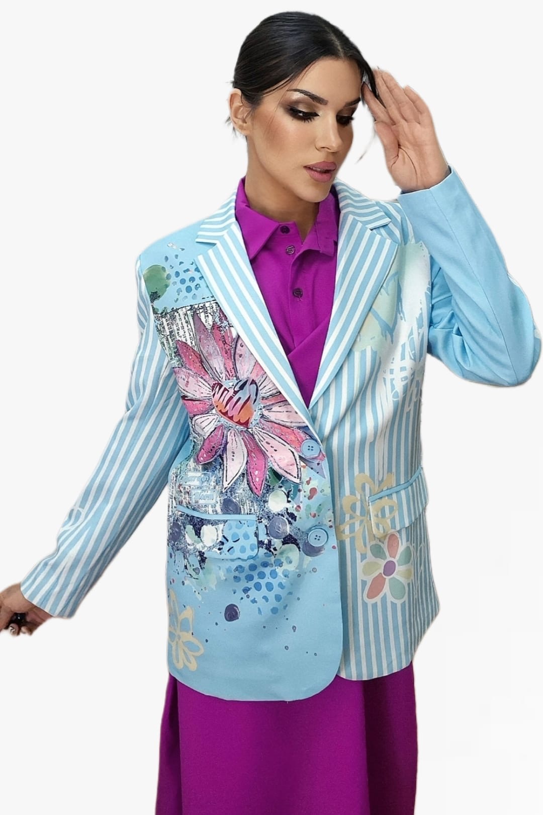Blazer Corazon Rayada Azul