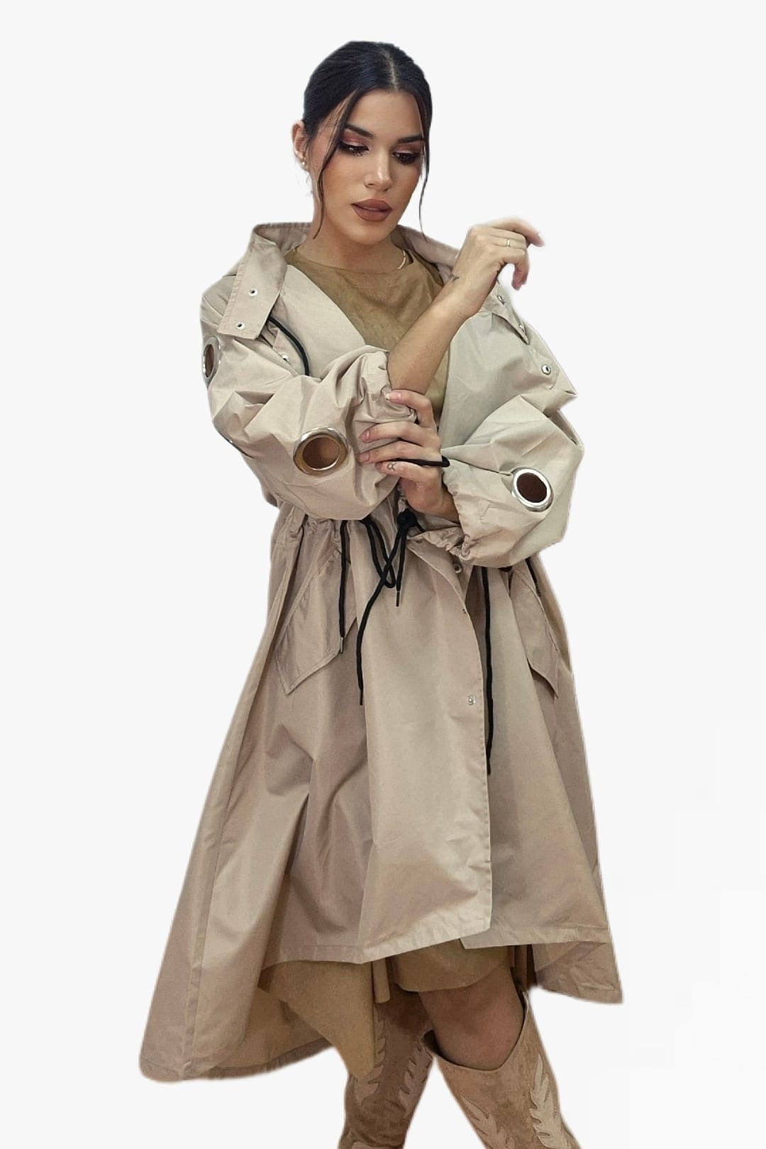 Gabardina Argollas Beige