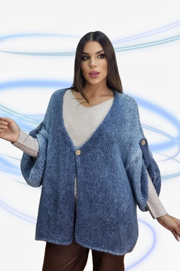 Chaqueta Punto Boton Azul