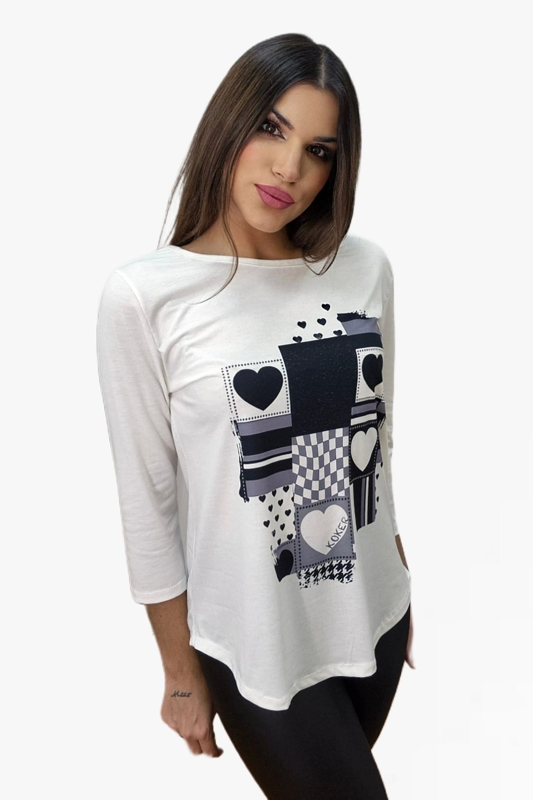 Camisera B&W Corazones