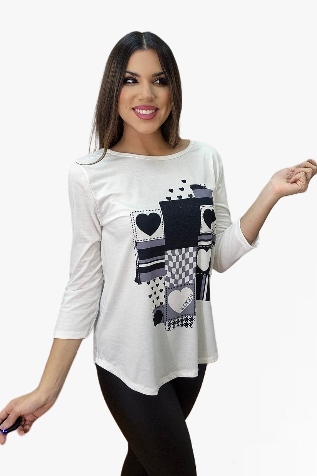 Camisera B&W Corazones