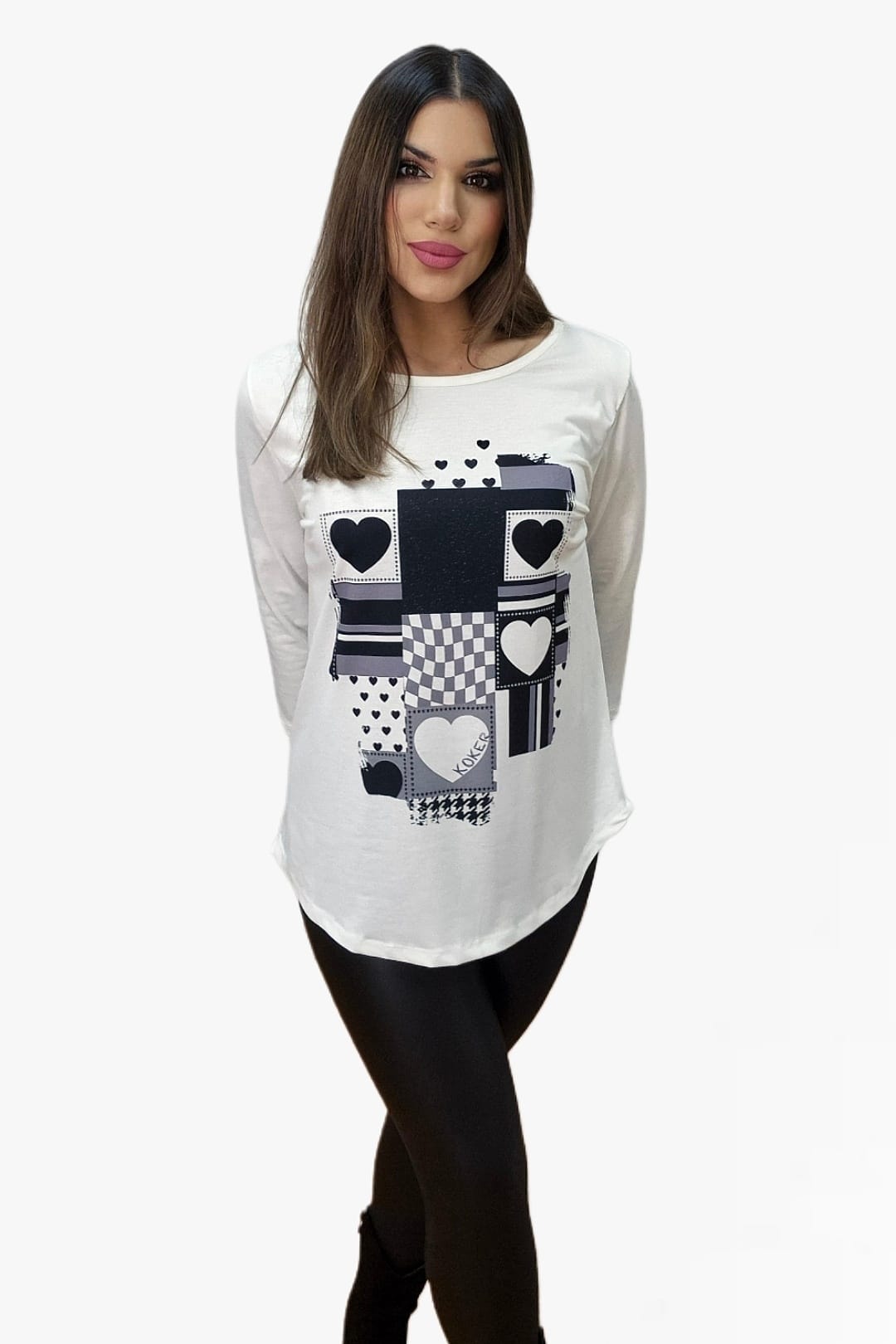 Camisera B&W Corazones