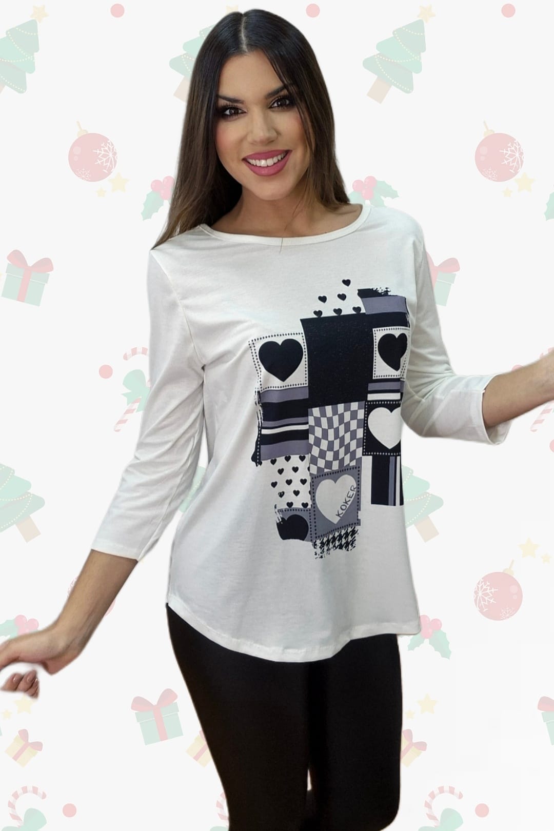 Camisera B&W Corazones