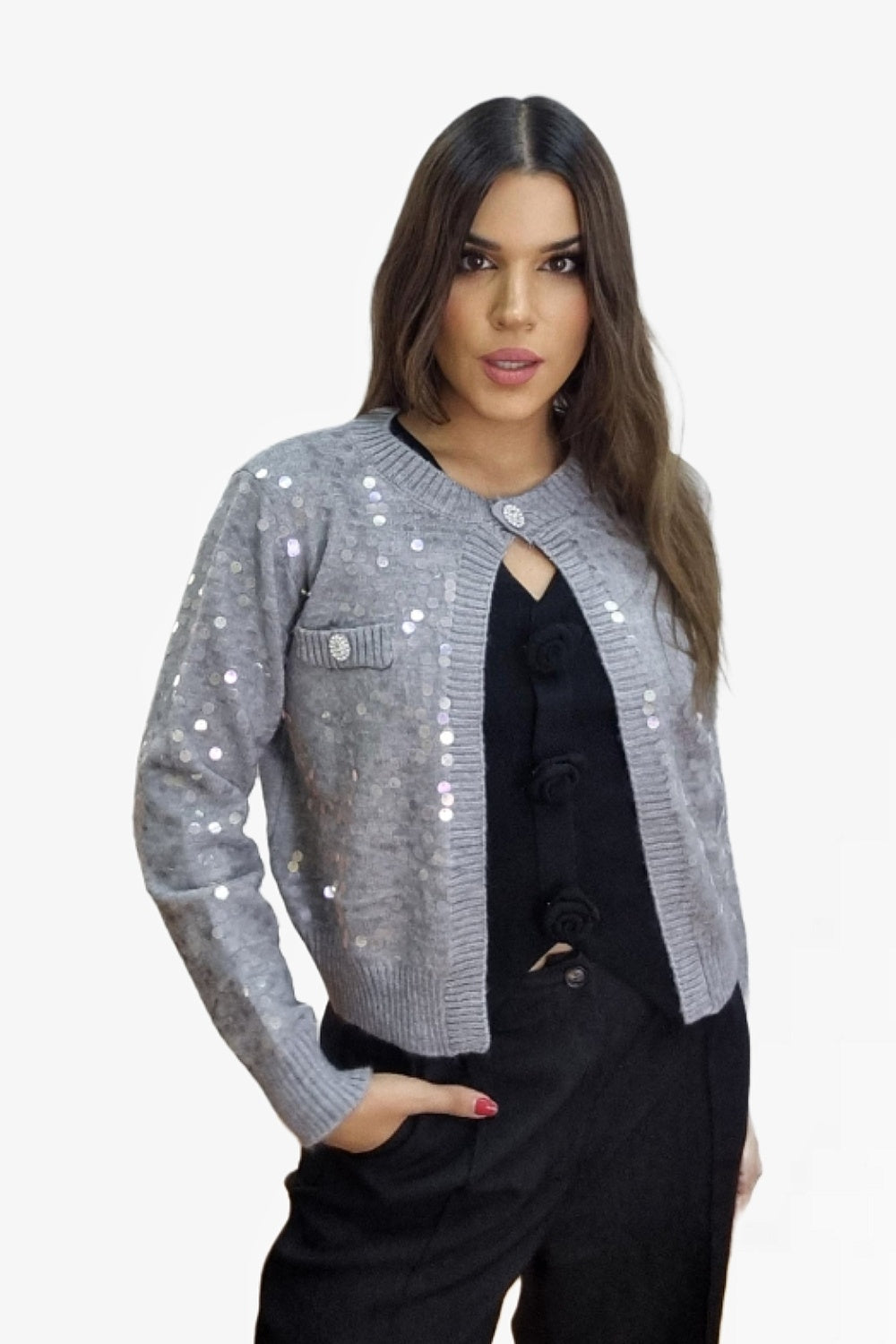 Chaqueta Lentejuela Gris