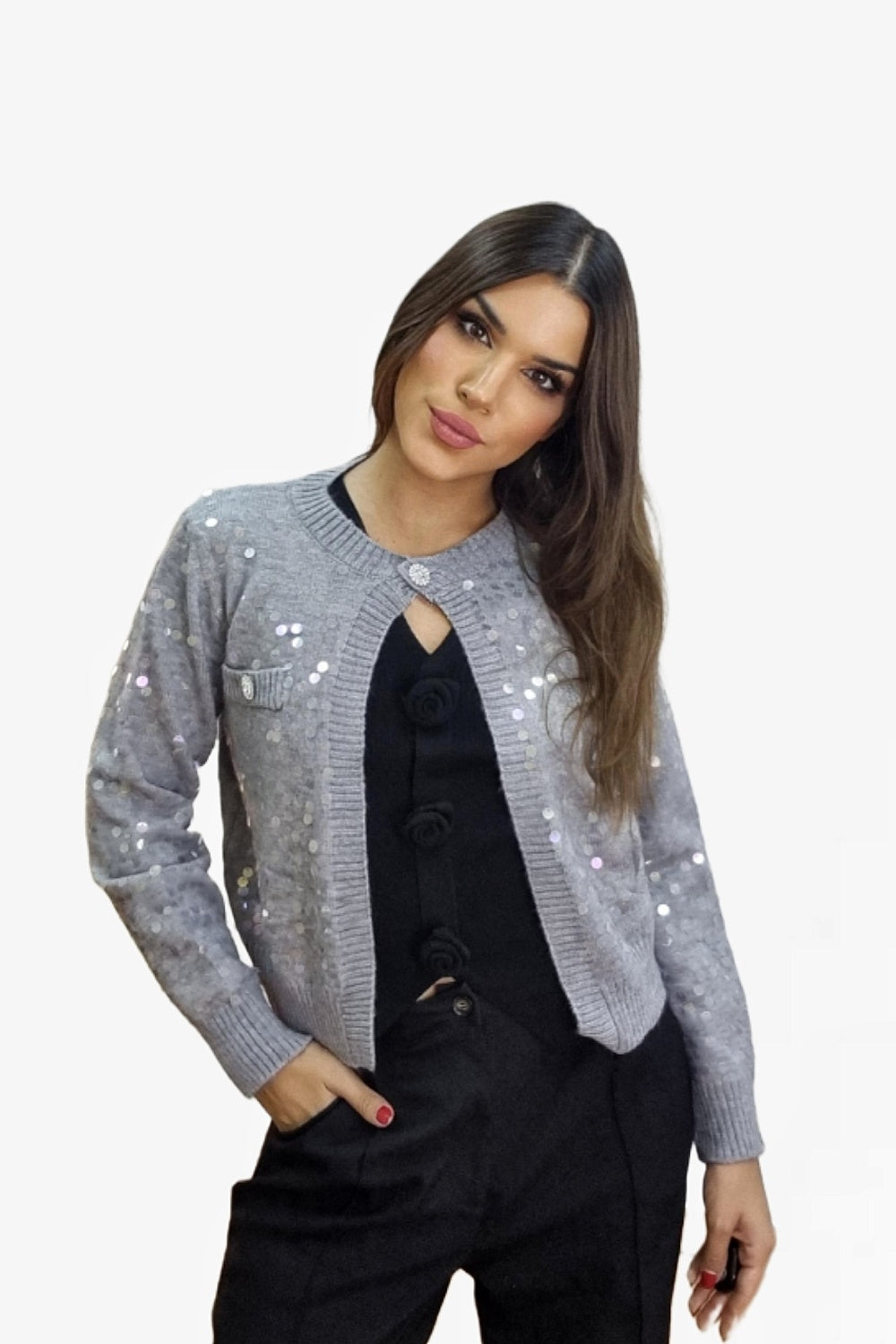 Chaqueta Lentejuela Gris