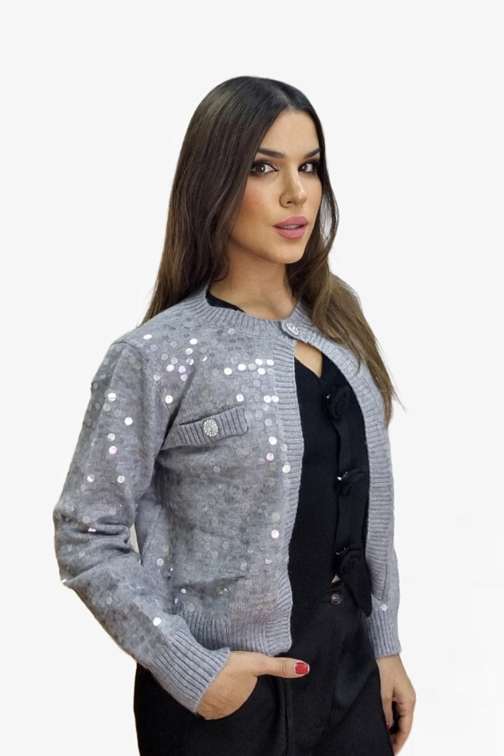 Chaqueta Lentejuela Gris