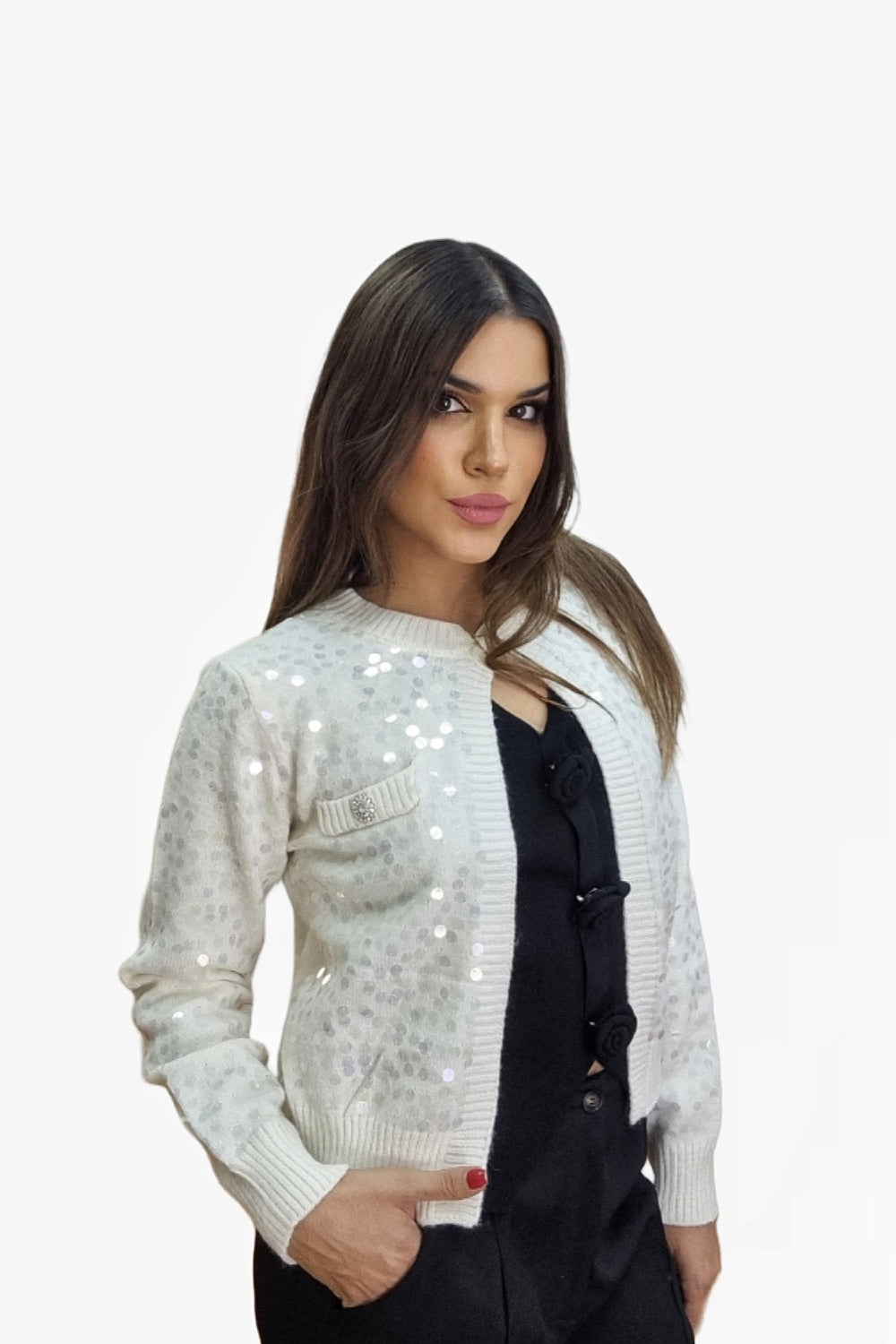 Chaqueta Lentejuela Beige