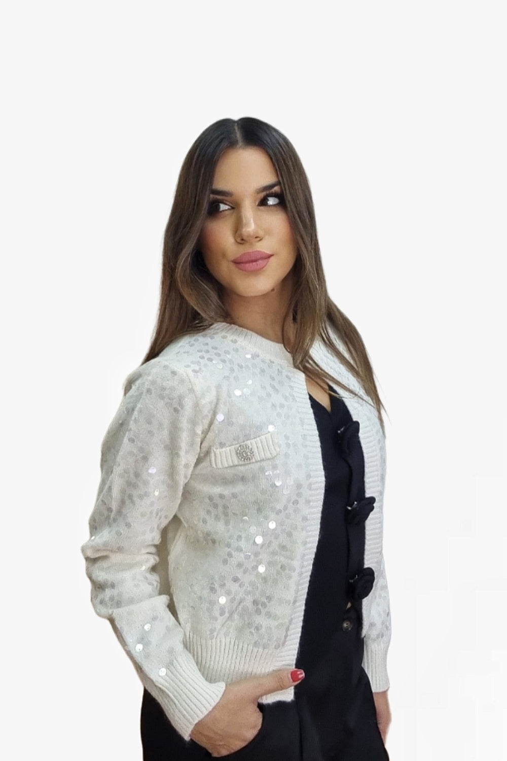 Chaqueta Lentejuela Beige