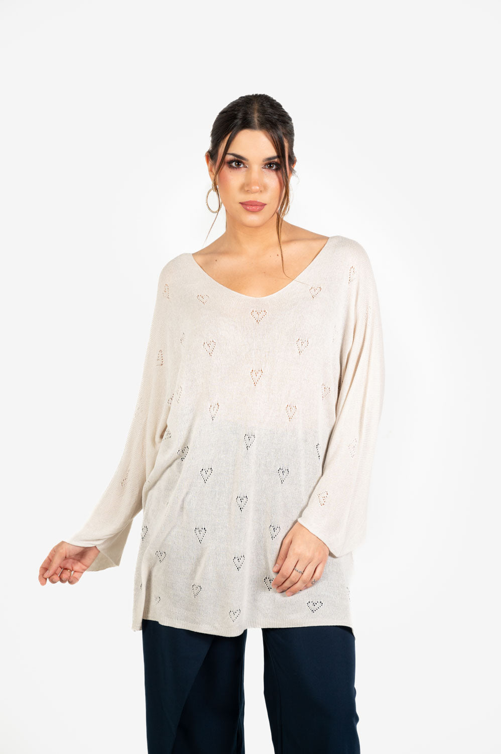 Jersey Corazon Calado Beige