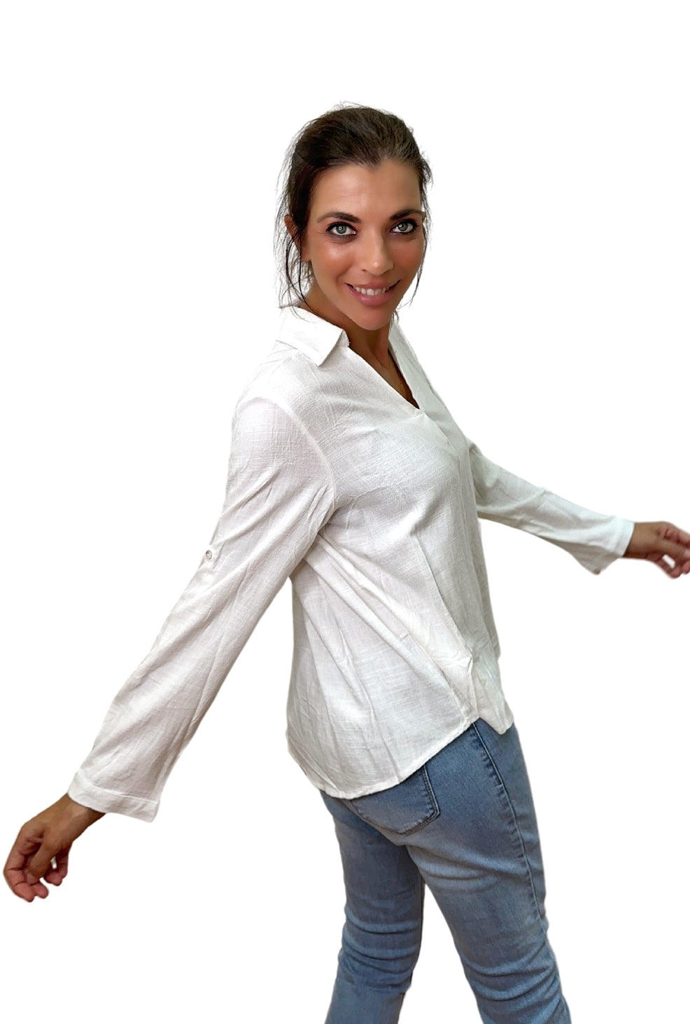 Blusa cuello fluida Blanca