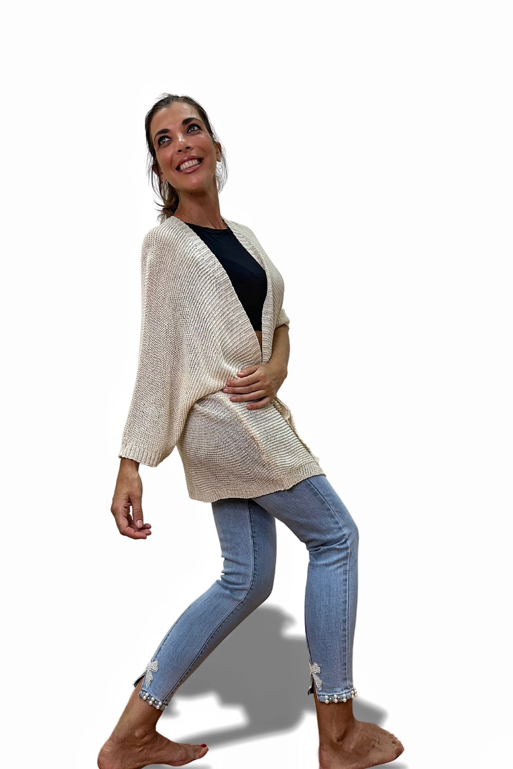 Chaqueta Punto Hilo Beige