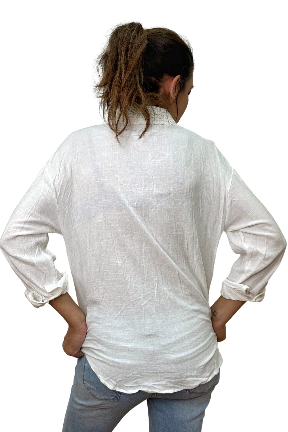 Blusa bolsillo ganchillo Blanco