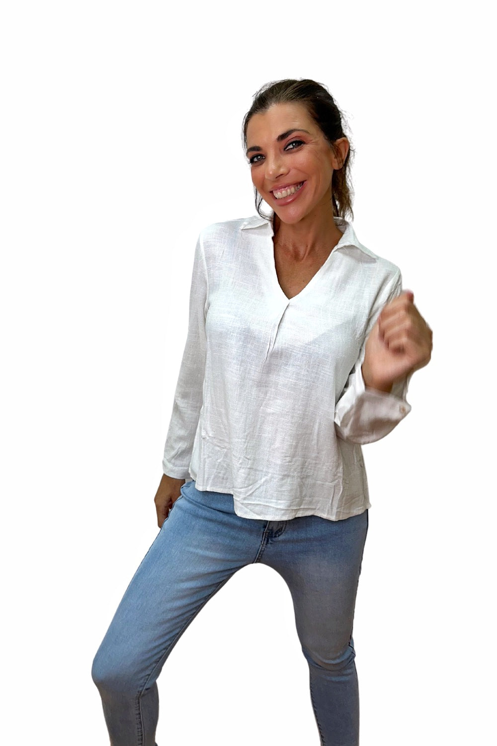 Blusa cuello fluida Blanca