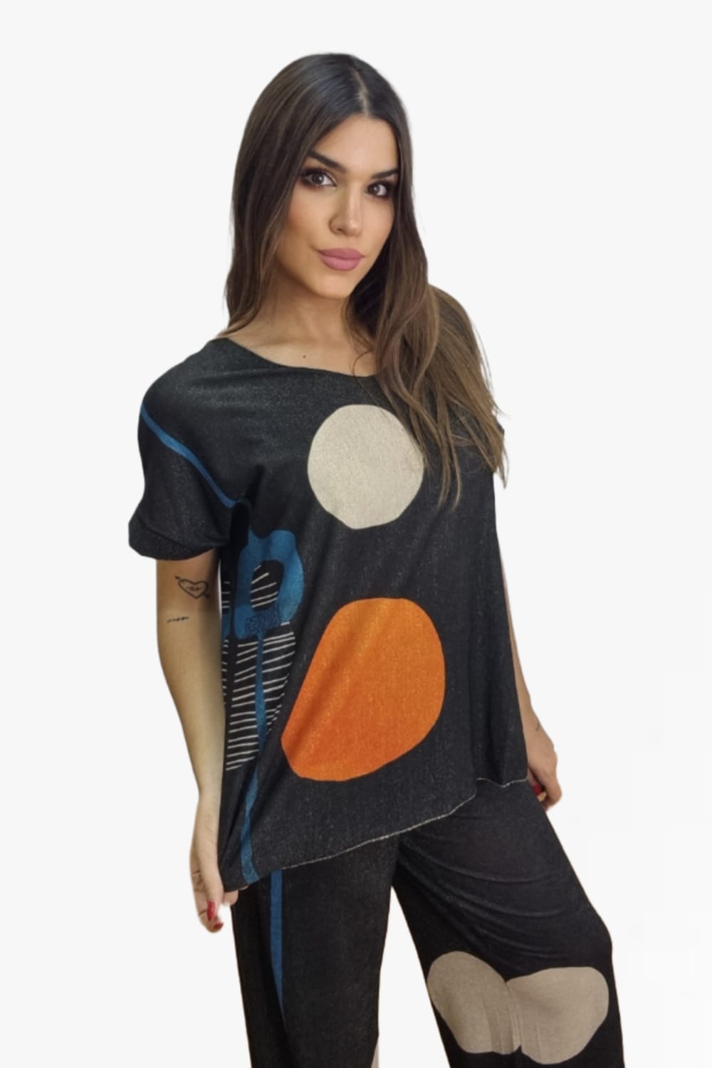 Camiseta Lurex Circulos Geometrico