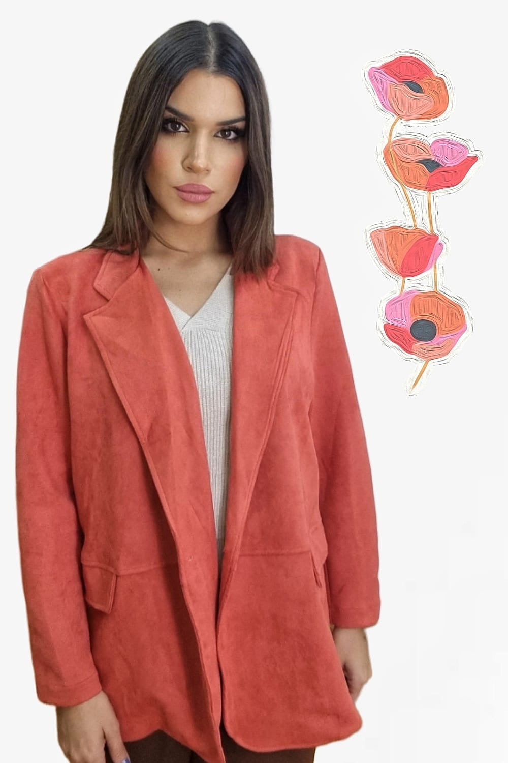 Blazer Rustic Oversize Coral